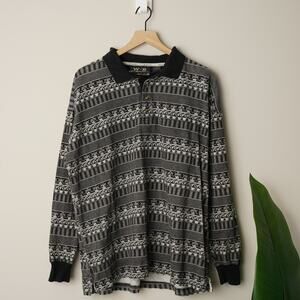 Vintage 90s 100% Cotton W.R. Gass Shirt Long Sleeve Collared Pattern Button Polo